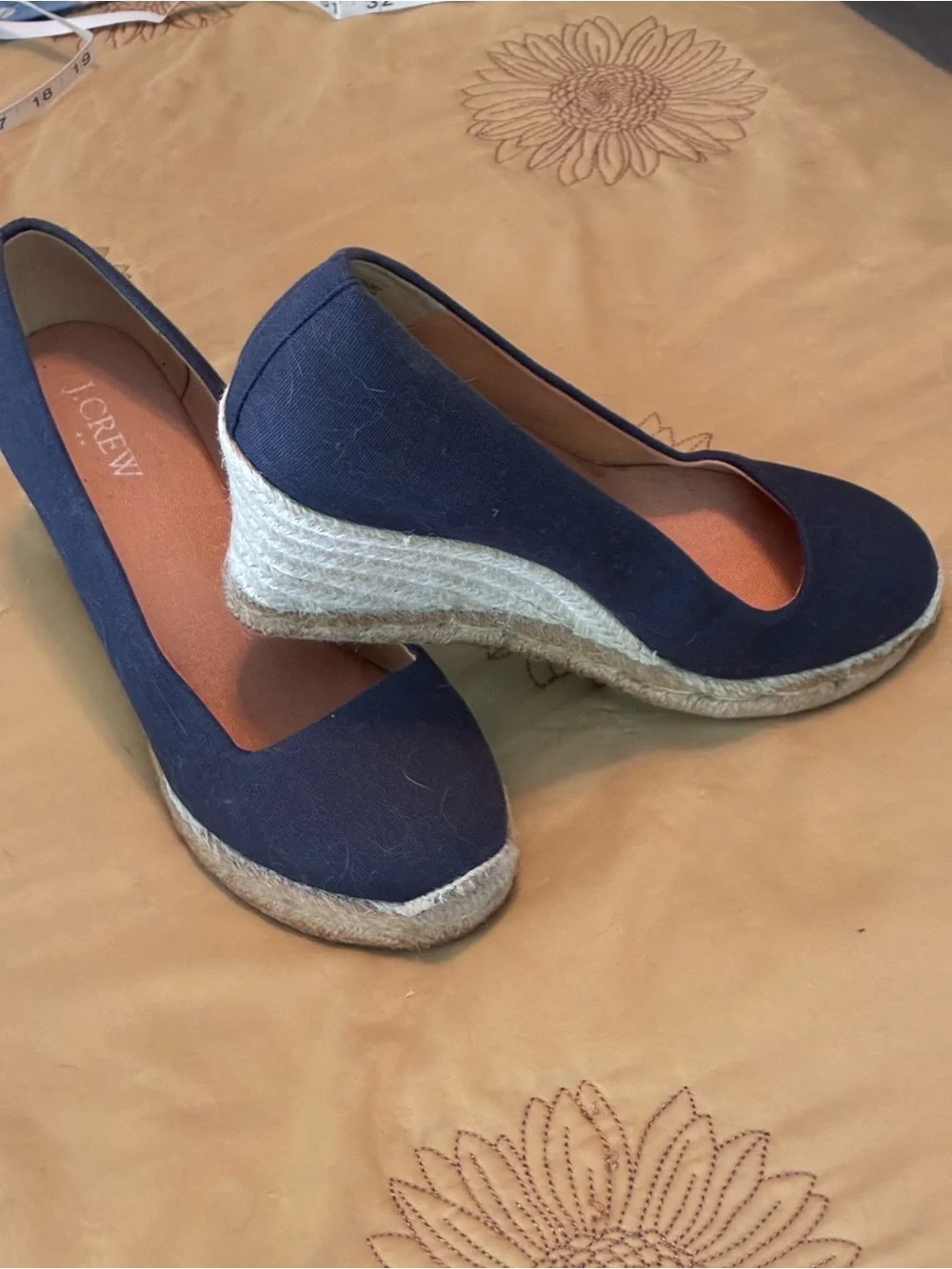 J. Crew Navy Canvas Espadrille Wedge Heels